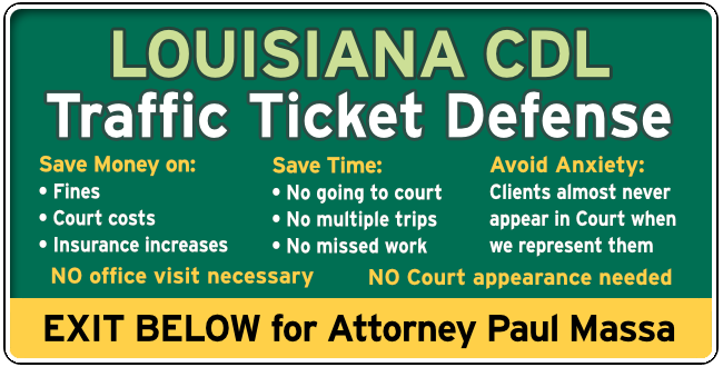 First Jefferson Parish, Louisiana CDL Commercial Drivers speeding Ticket graphic 1
