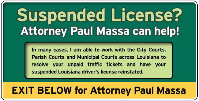First Jefferson Parish, Louisiana Louisiana Suspended License Attorney Paul Massa Graphic 1
